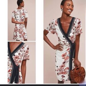 Anthropologie Black and White Floral Mini Dress